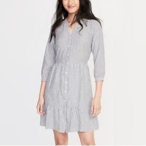 Old Navy White and Gray Striped Dress (M) NWOT